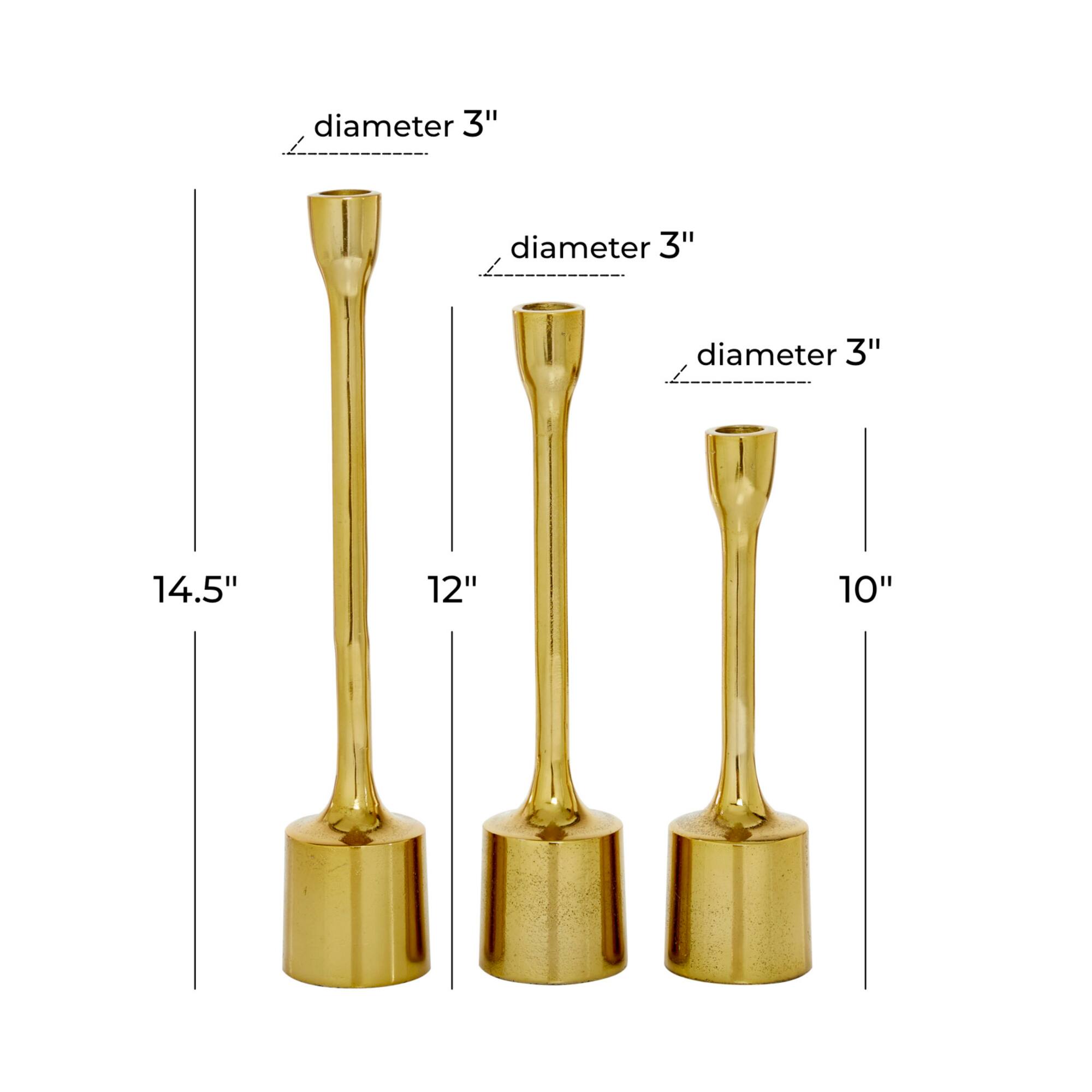 CosmoLiving by Cosmopolitan Set of 3 Gold Candle Holder 14", 12", 10"